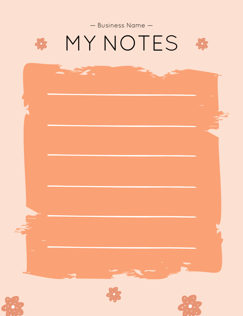 Minimal Daily Planner in Peach Color with Flowers Notepad 107x139mm Tasarım Şablonu