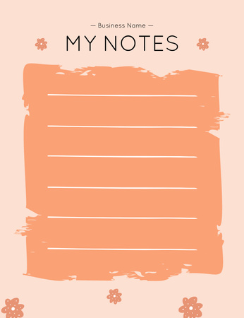 Minimal Daily Planner in Peach Color with Flowers Notepad 107x139mm Design Template