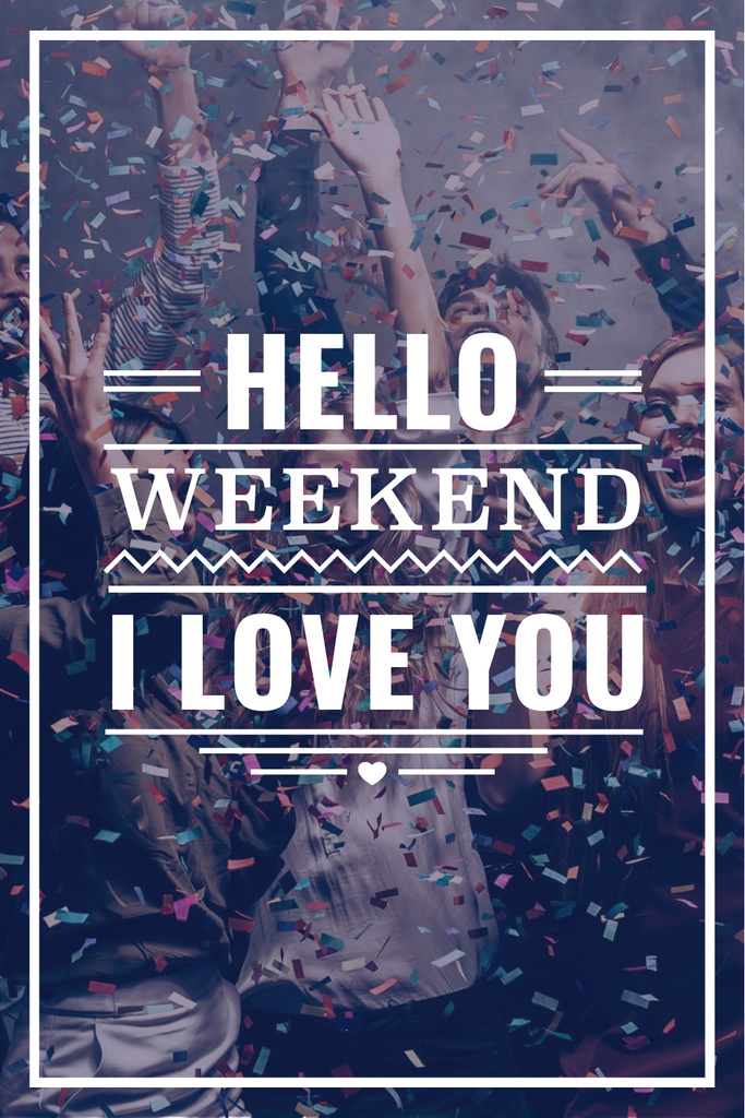 Weekend party with dancing people Pinterest Design Template