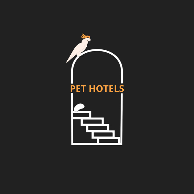 Pet Hotels Emblem with Parrot Animated Logo Design Template