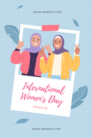 Mosolygó muszlim nők a nemzetközi nőnapon Pinterest tervezősablon