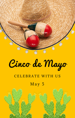 Announcement Of Celebration of Cinco de Mayo With Cacti Invitation 4.6x7.2in Πρότυπο σχεδίασης