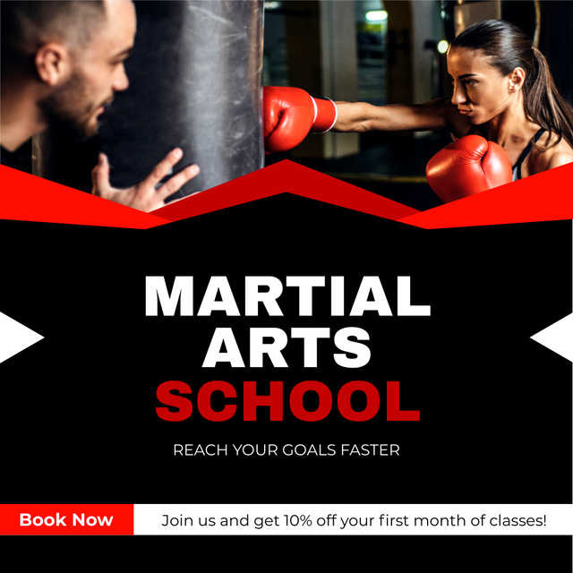 Discount Offer On Martial Arts Classes Instagram AD Design Template