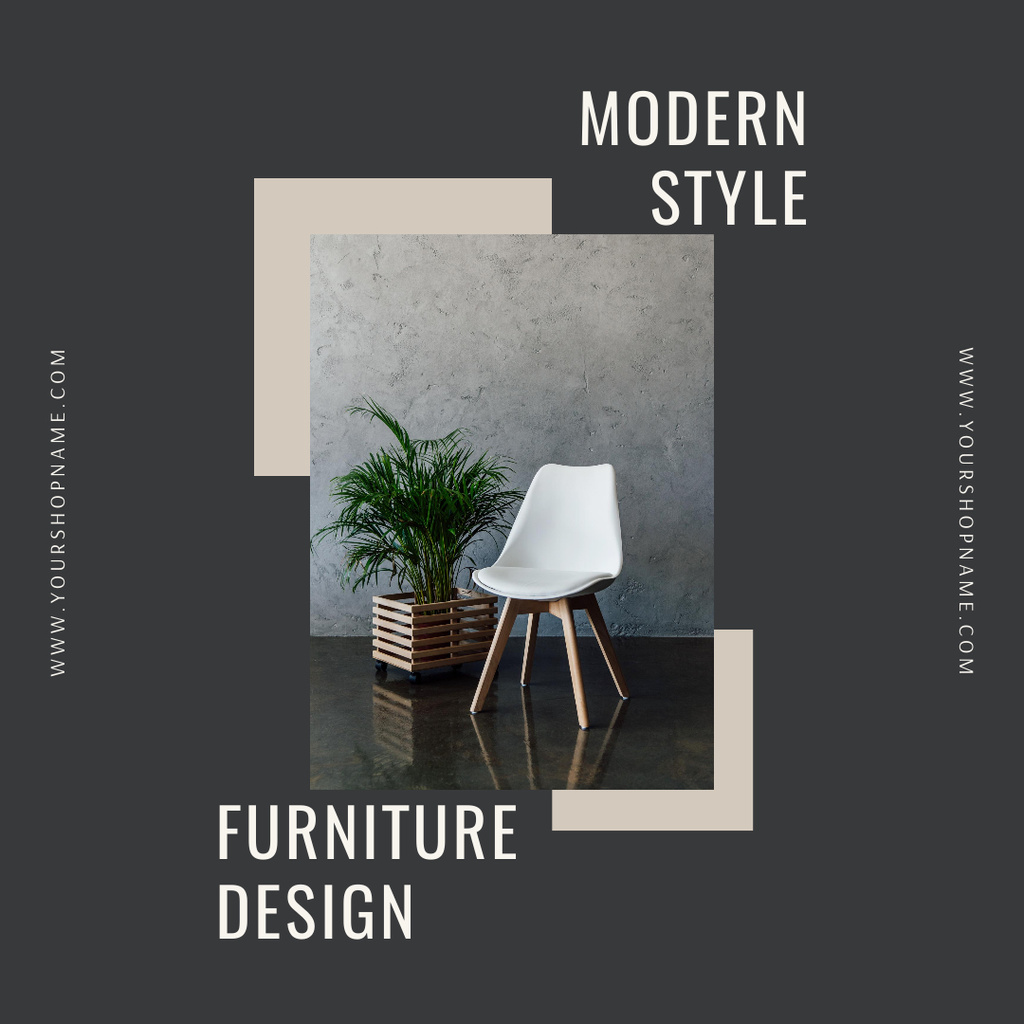 Stylish Furniture Pieces Offer In Gray Instagram Πρότυπο σχεδίασης