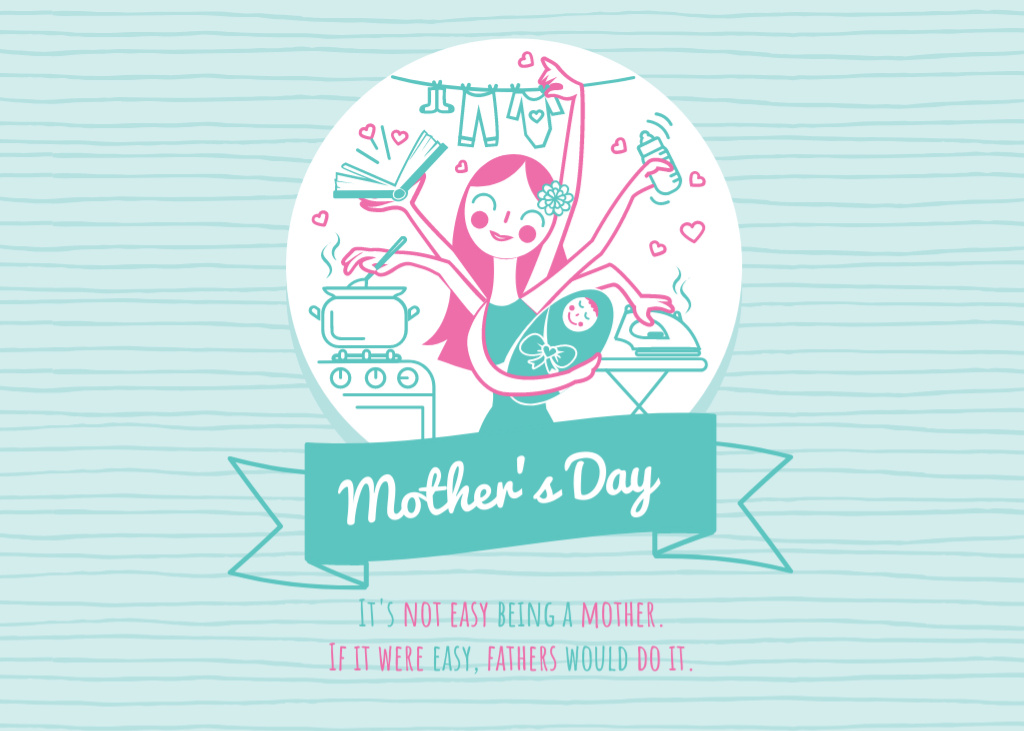 Warmest Wishes For Wonderful Mother's Day Postcard 5x7in Šablona návrhu