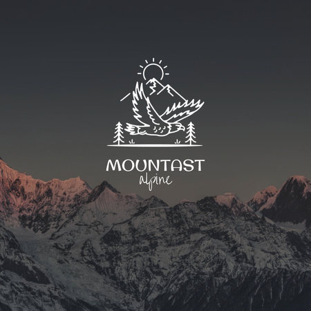 Travel Tour Offer with Snowy Mountains Logo 1080x1080pxデザインテンプレート