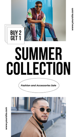 Coleção de verão de roupas e acessórios masculinos Instagram Story Modelo de Design