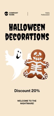 Halloween Decorations Ad with Gingerbread Flyer DIN Large Design Template