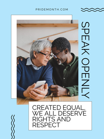 Platilla de diseño Cute LGBT Couple And Quote About Respect And Equality Poster 36x48in