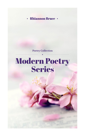 Poetry Series Cover Spring Flowers in Pink Book Cover Tasarım Şablonu