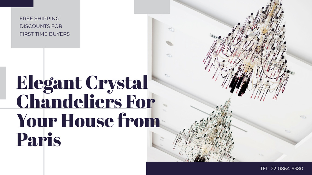 Szablon projektu Elegant crystal Chandeliers offer Title 1680x945px
