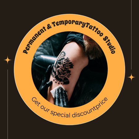 Permanent And Temporary Tattoos With Discount From Studio Instagram Design Template