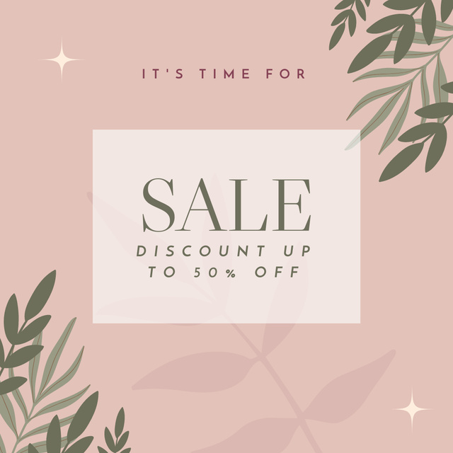 Sale Announcement Of All Products With Discounts In Pink Instagramデザインテンプレート