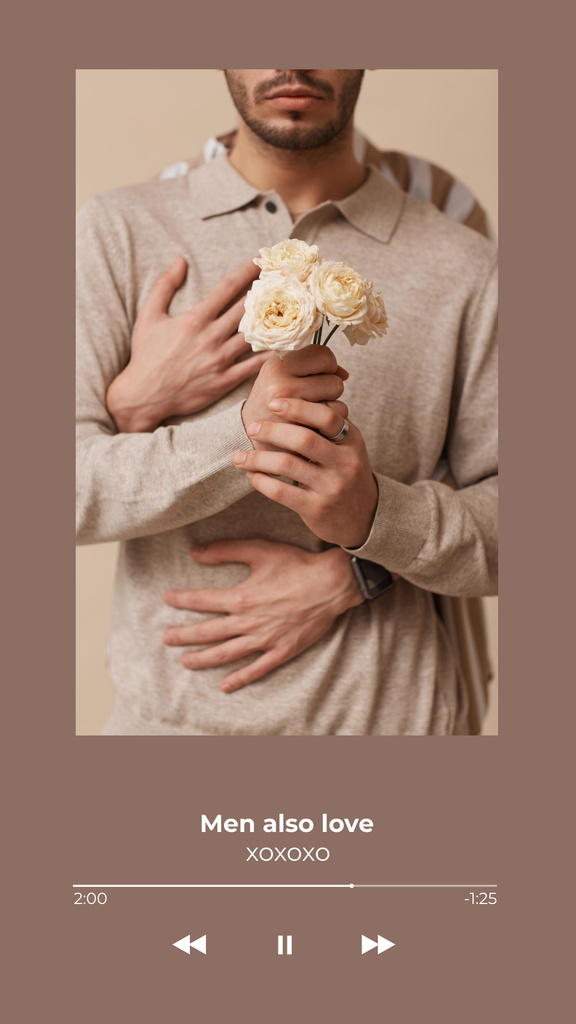 Modèle de visuel Love Song with Man holding Flowers - Instagram Story