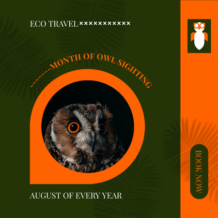 Eco Travel Inspiration with Owl Instagram Design Template