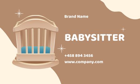 Babysitting Services Ad with Baby Cradle Business Card 91x55mm Design Template