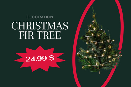 Christmas Fir Tree Sale Offer Label Design Template