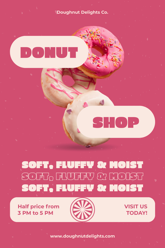 Ontwerpsjabloon van Pinterest van Doughnut Shop Ad in Pink