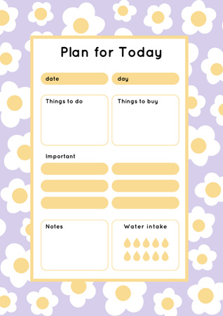Positive floral pattern illustrated daily Schedule Planner Design Template