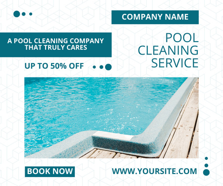 Offer Discounts on Pool Cleaning Services Large Rectangle Design Template