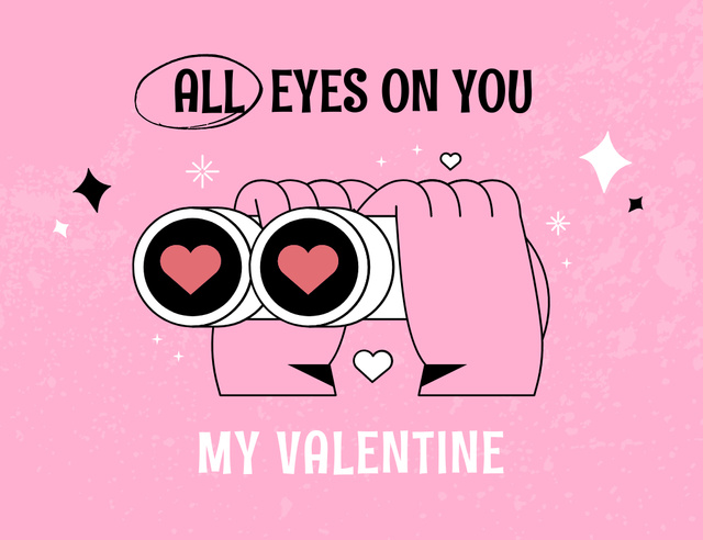 Happy Valentine's Day Congratulation with Cute Phrase Thank You Card 5.5x4in Horizontal Πρότυπο σχεδίασης