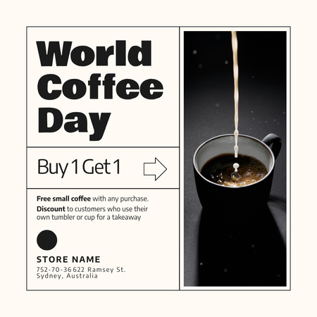 Pouring Espresso in Cup for World Coffee Day Instagram Design Template