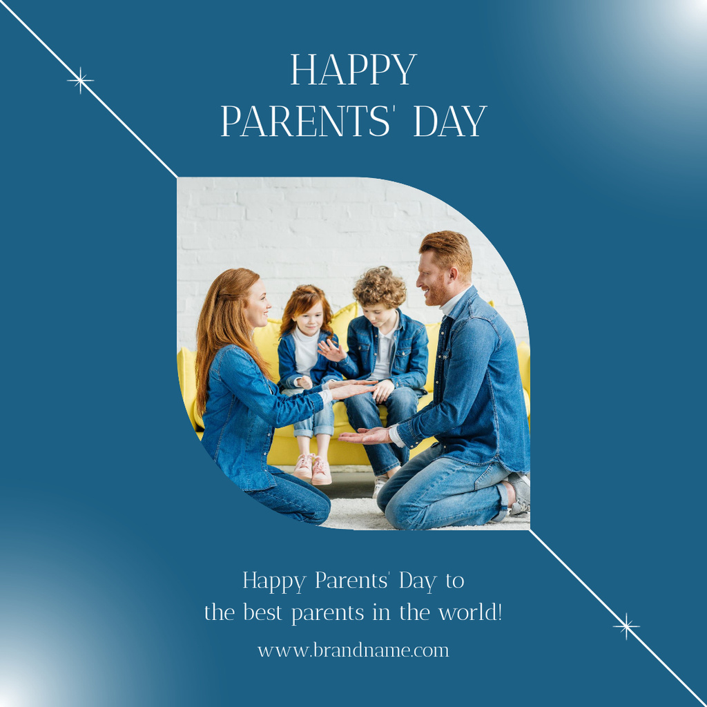 Happy Parent's Day Congratulations In Blue Instagram Šablona návrhu