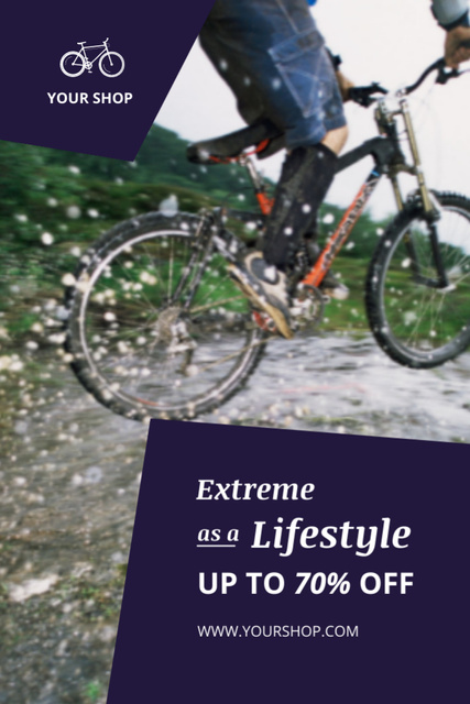 Extreme Sport Inspiration with Cyclist in Mountains Flyer 4x6in Tasarım Şablonu