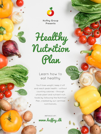 Healthy Nutrition Plan with Raw Vegetables Poster US Design Template
