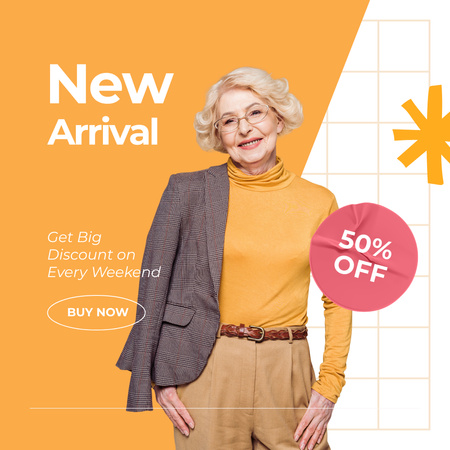 Plantilla de diseño de New Clothes Arrival Sale Offer For Seniors Instagram 
