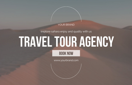 Tour Offer with Desert and Sand-Dunes on Background Thank You Card 5.5x8.5in Design Template