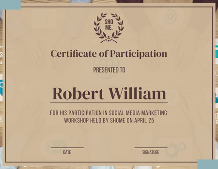 Certificate of Participation Certificate tervezősablon