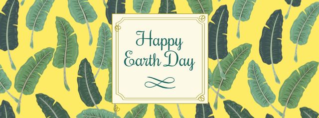 Earth Day Greeting with Green Leaves Facebook cover Design Template