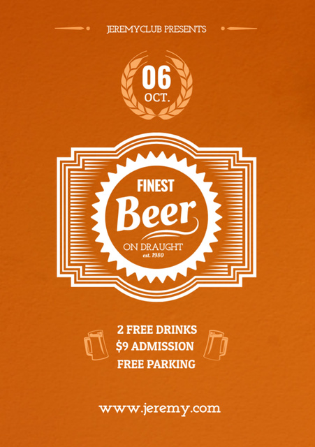 Beer Pub Ad in Orange Color Flyer A7 Design Template
