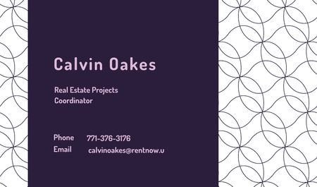 Real Estate Coordinator Ad with Geometric Pattern in Purple Business card Design Template