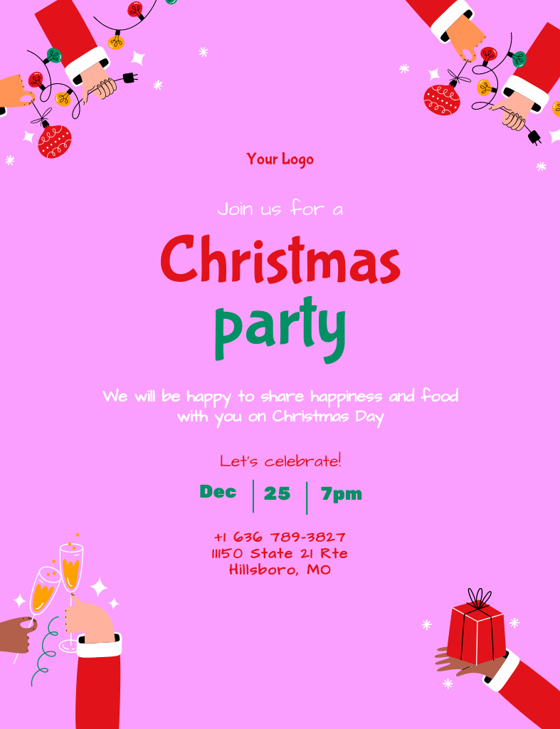 Welcome to Christmas Holiday Party Invitation 13.9x10.7cm – шаблон для дизайна