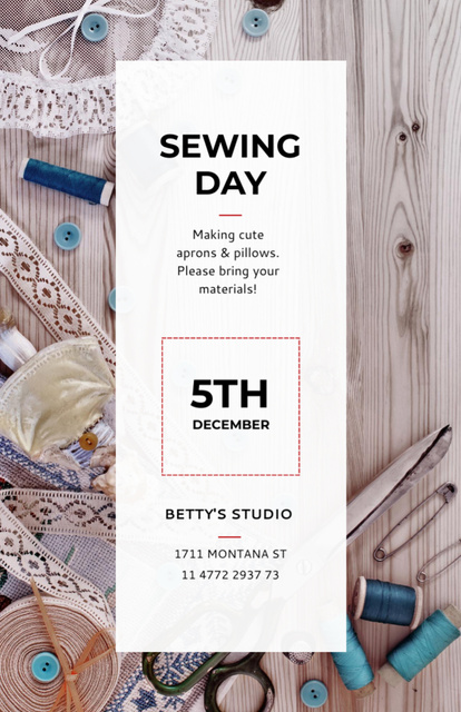 Modèle de visuel Inspirational Sewing Day Announcement with Laces - Flyer 5.5x8.5in