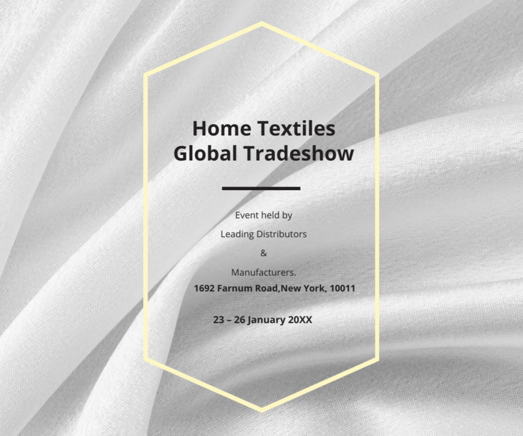 Designvorlage Home Textiles Events Announcement with White Silk für Medium Rectangle