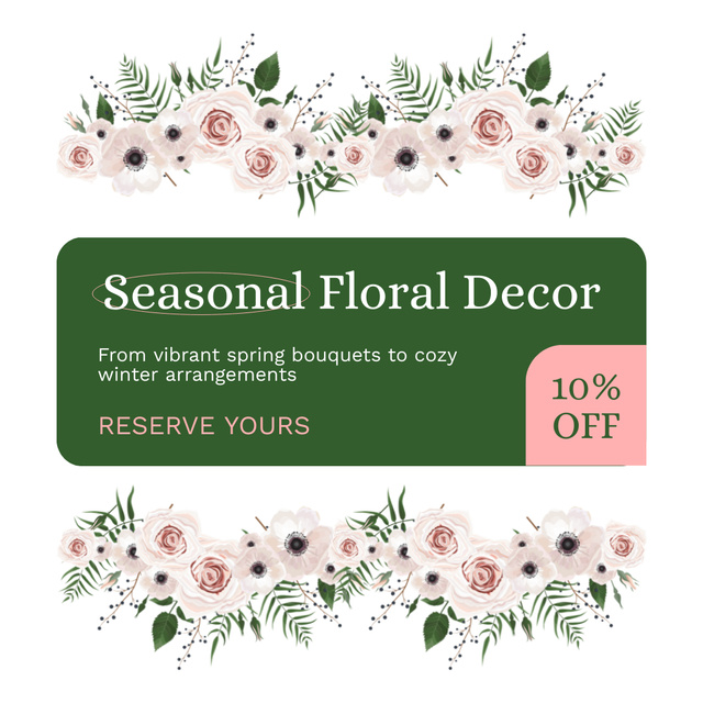 Ontwerpsjabloon van Instagram AD van Discount on Seasonal Flower Garlands