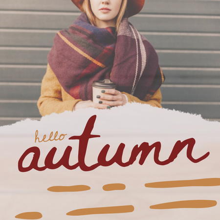Stylish Young Girl in Autumn Outfit Instagram Πρότυπο σχεδίασης