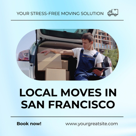 Local Moving Service In City Offer With Slogan Animated Post Design Template