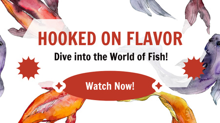 興味深いビデオブログと魚の世界 Youtube Thumbnailデザインテンプレート