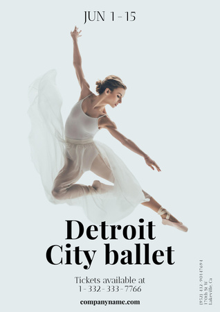 Plantilla de diseño de anuncio del espectáculo de ballet con bailarina Poster 