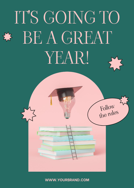 Back to School Announcement With Books And Bulb Postcard 5x7in Verticalデザインテンプレート