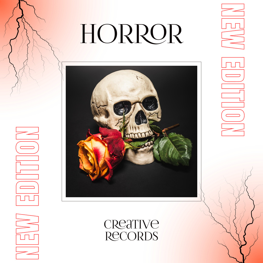 Ontwerpsjabloon van Album Cover van Album Cover,skull with rose