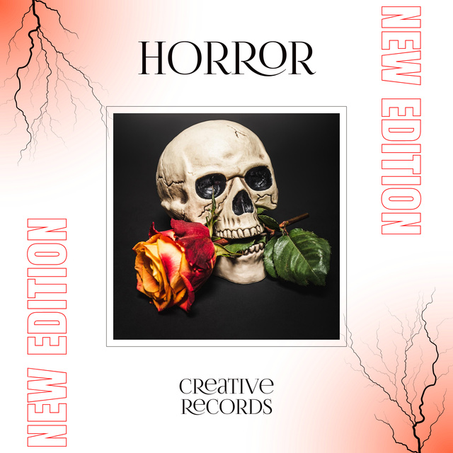 Album Cover,skull with rose Album Cover Design Template