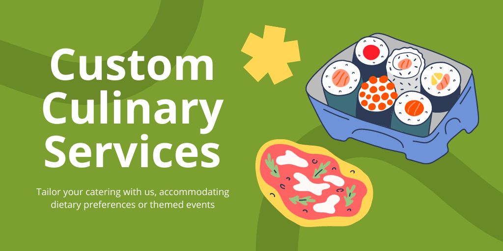 Custom Culinary Catering Service for Japanese Food Twitter Design Template