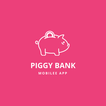 Piggy Bank Emblem in Pink Logo 1080x1080pxデザインテンプレート