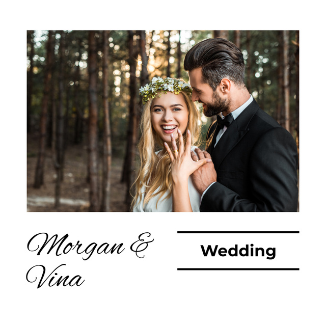 Bride showing Ring with Groom on Wedding Photo Book – шаблон для дизайна
