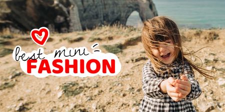 Template di design Kids' Clothes ad with Cute Girl Twitter